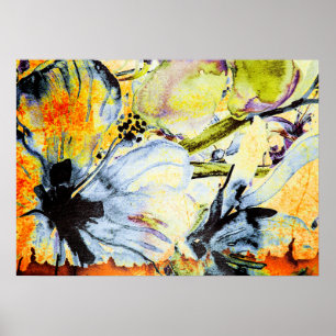 Blue, orange and green Abstract Poster
