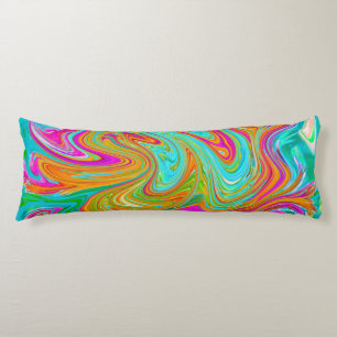 Blue, Orange and Hot Pink Groovy Abstract Retro Body Cushion