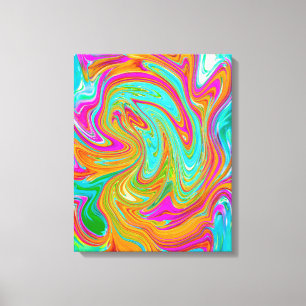 Blue, Orange and Hot Pink Groovy Abstract Retro Canvas Print