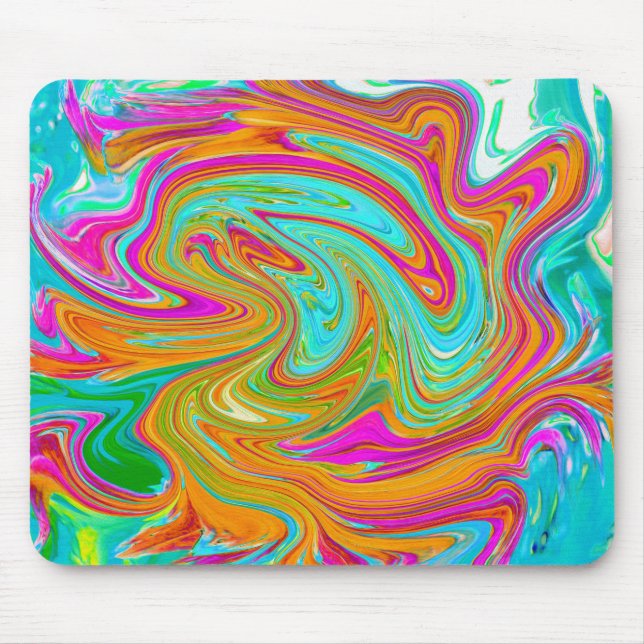 Blue, Orange and Hot Pink Groovy Abstract Retro Mouse Mat (Front)