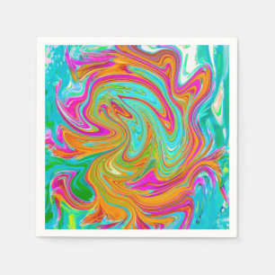 Blue, Orange and Hot Pink Groovy Abstract Retro Napkin
