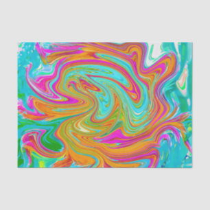 Blue, Orange and Hot Pink Groovy Abstract Retro Tissue Paper