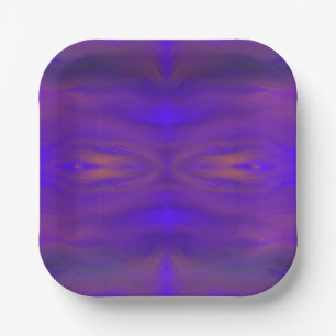 Blue Orange And Purple Abstract Design Pattern Paper Plate