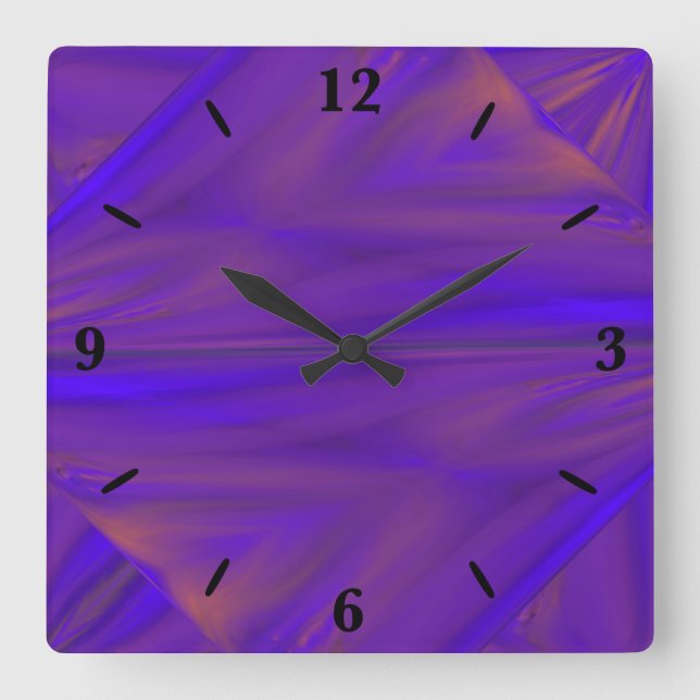 Blue Orange And Purple Abstract Design Pattern Square Wall Clock (Front)