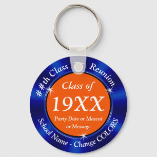 Blue, Orange and White Class Reunion Gifts Reunion Key Ring