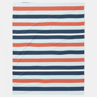 Blue,Orange and White Stripe Fleece Blanket