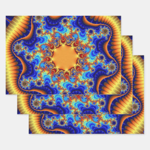 Blue, Orange and Yellow Birthday Wrapping Paper Sheet