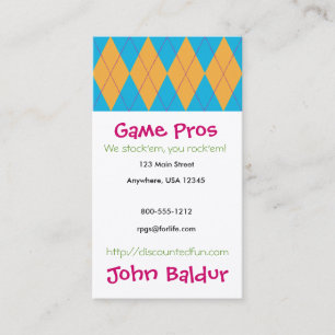 Blue & Orange Argyle Business Card