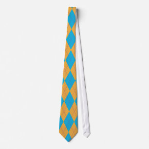 Blue & Orange Argyle Tie