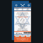 Blue Orange Bar Mitzvah Baseball Ticket Invitation<br><div class="desc">Navy Blue,  Orange and White Baseball Ticket with the Star of David for your Bar Mitzvah Invitation. Baseball Bats and Baseball artwork on the design. For enquiries about custom design changes by the independant designer please email paula@labellarue.com BEFORE you customise or place an order.</div>