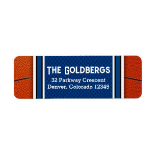 Blue Orange Basketball Bar Mitzvah Return Address