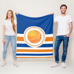 Blue & Orange Basketball Fleece Blanket