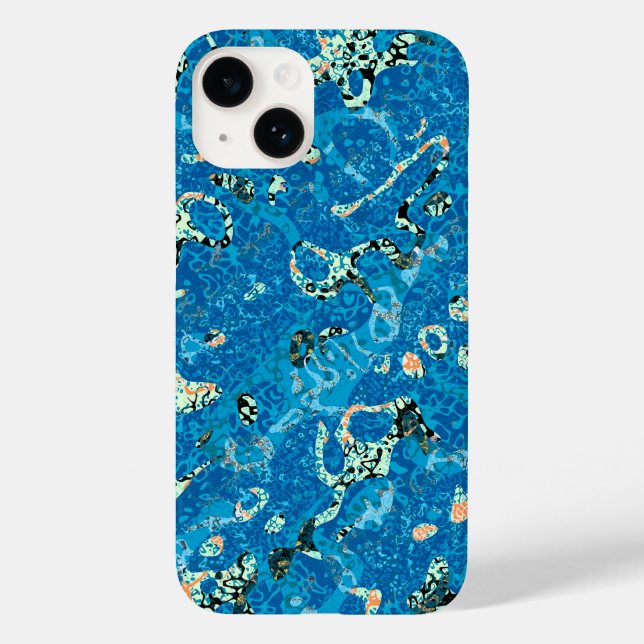 Blue Orange Black Spotted Graphic Abstraction Case-Mate iPhone Case (Back)
