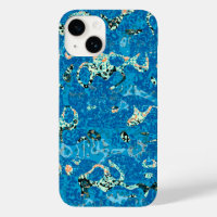 Blue Orange Black Spotted Graphic Abstraction