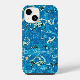 Blue Orange Black Spotted Graphic Abstraction iPhone 14 Case