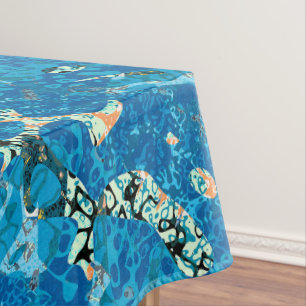 Blue Orange Black Spotted Graphic Abstraction Tablecloth