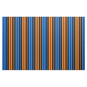 Blue Orange Blue Vertical Stripes Design Fabric