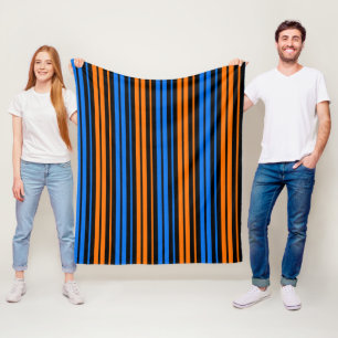 Blue Orange Blue Vertical Stripes Design Fleece Blanket