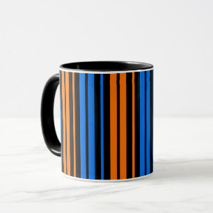 Blue Orange Blue Vertical Stripes Design   Mug