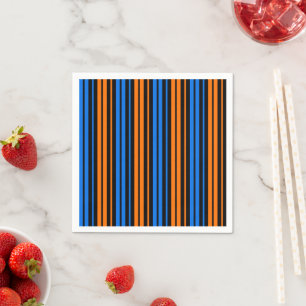 Blue Orange Blue Vertical Stripes Design Napkin