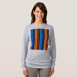 Blue Orange Blue Vertical Stripes Design   T-Shirt