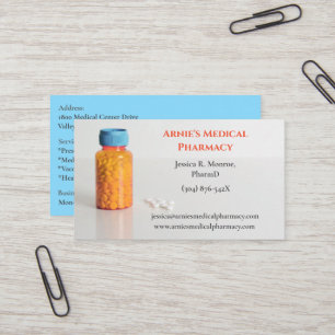 Blue Orange Bottle Pharmacist Pharmacy Pills Business Card