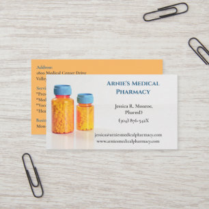 Blue Orange Bottles Pharmacist Pharmacy Pills Business Card