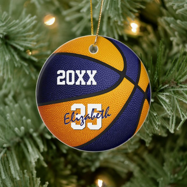 blue orange boys girls keepsake basketball ceramic tree decoration (Tree)