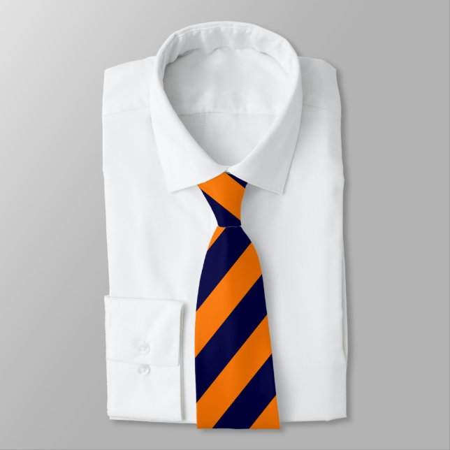 Blue & Orange Brigade Diagonally-Striped Tie (Tied)
