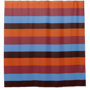 Blue,Orange, Brown, Red Stripes Shower Curtain