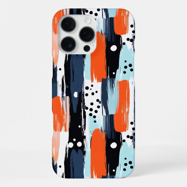 Blue Orange Brushstrokes Abstract Pattern iPhone Case (Back)
