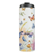 Blue & Orange Butterflies Thermal Tumbler