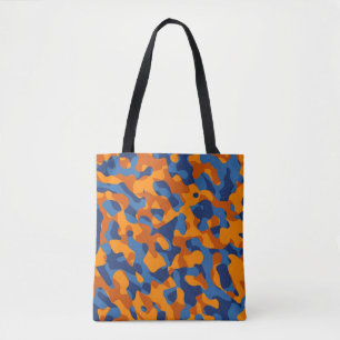 Blue Orange Camouflage Print Pattern Tote Bag