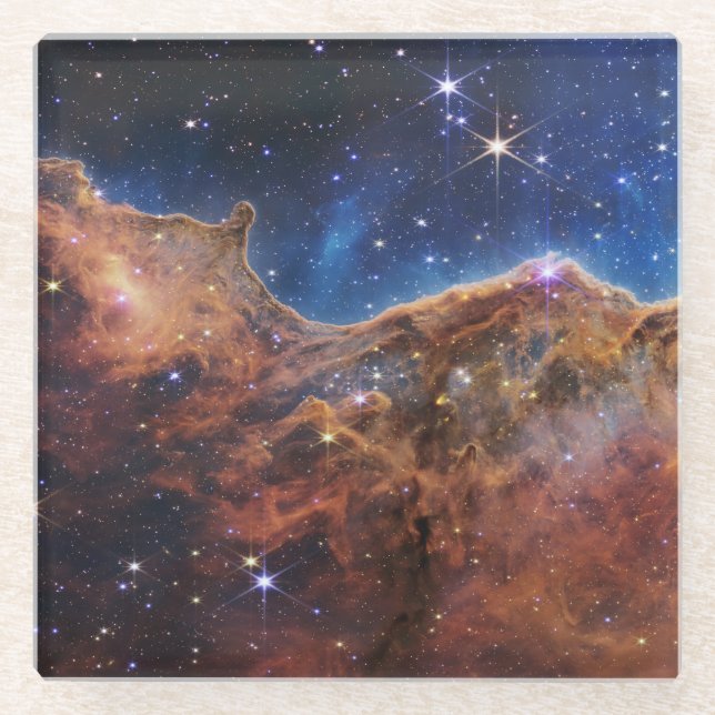 Blue/Orange Carina Nebula | JWST Glass Coaster (Front)