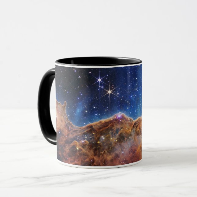 Blue/Orange Carina Nebula | JWST Mug (Front Left)