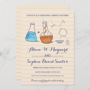 Blue & Orange Chemistry Rehearsal Dinner Invites