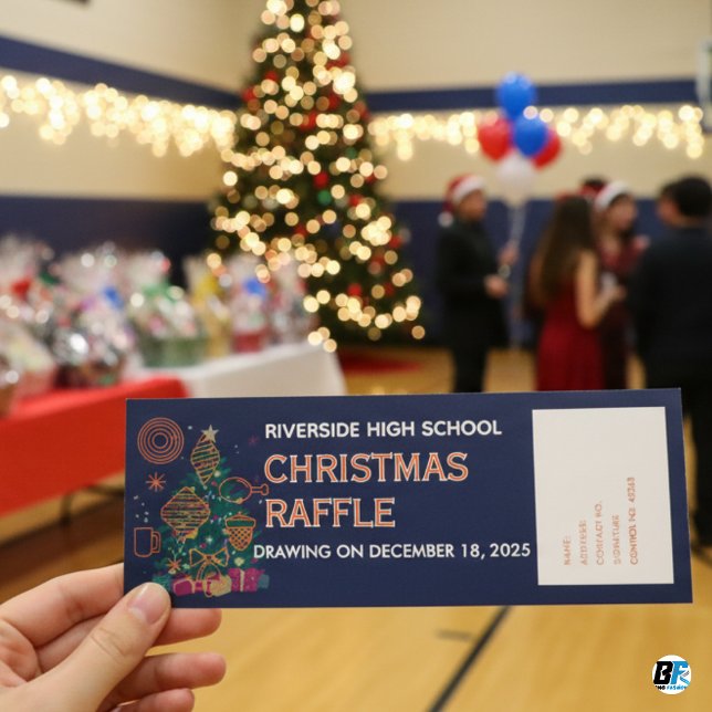 Blue Orange Christmas Raffle Entry Pass Ticket (Creator Uploaded)