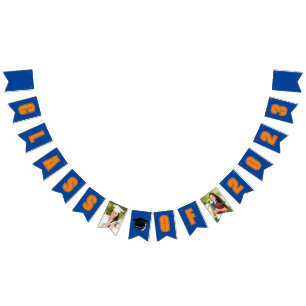 Blue Orange Class of 2023 Photo Graduation Party Bunting