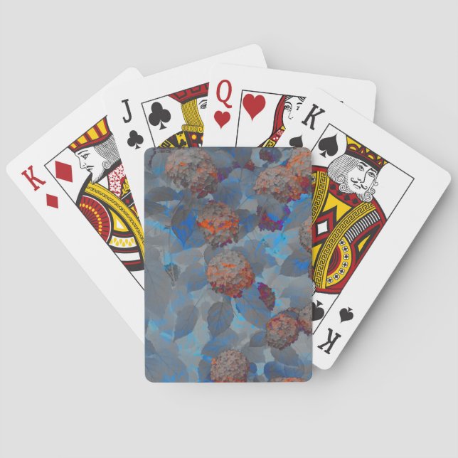 Blue orange colour flower pattern digital art playing cards (Back)