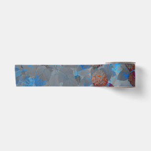 Blue orange colour flower pattern digital art satin ribbon