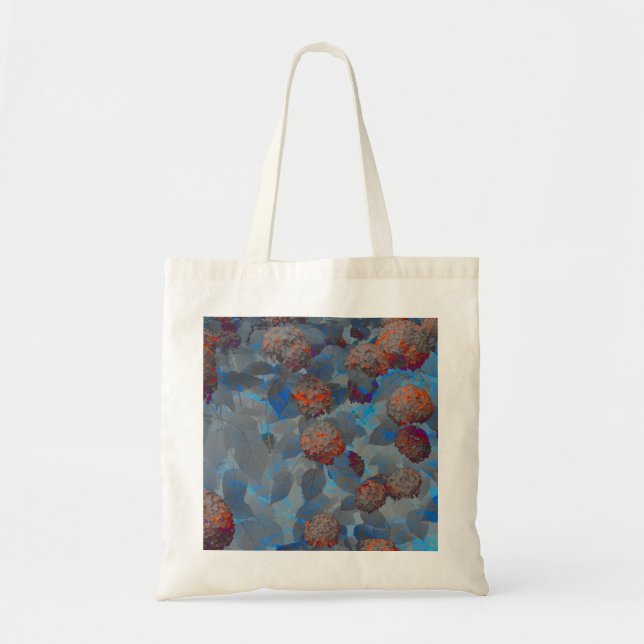 Blue orange colour flower pattern digital art tote bag (Front)