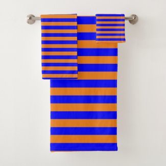 Blue & Orange contemporary stripe Towel Set