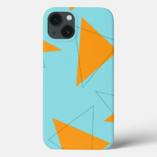 Blue,orange, cool, trendy, modern triangle pattern iPhone 13 case