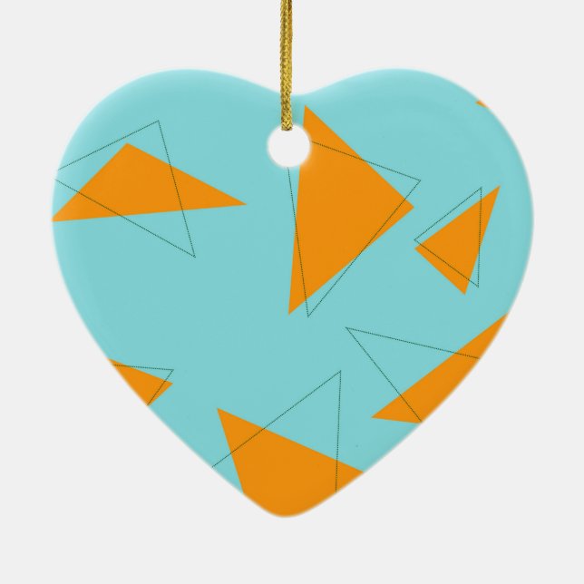 Blue,orange, cool, trendy, modern triangle pattern ceramic tree decoration (Back)