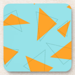 Blue,orange, cool, trendy, modern triangle pattern coaster