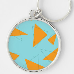 Blue,orange, cool, trendy, modern triangle pattern key ring
