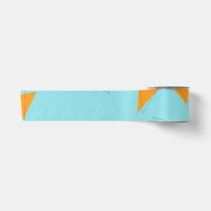 Blue,orange, cool, trendy, modern triangle pattern satin ribbon