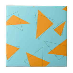 Blue,orange, cool, trendy, modern triangle pattern tile