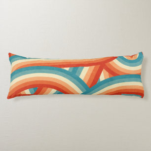Blue/Orange/Cream Retro Rainbow Stripes Pattern Body Cushion