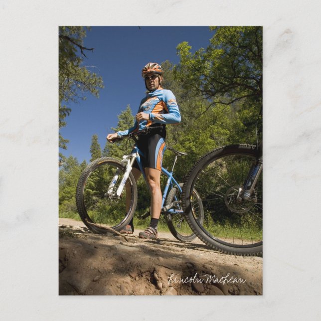 Blue & Orange Cyclist (Postcard) Postcard (Front)